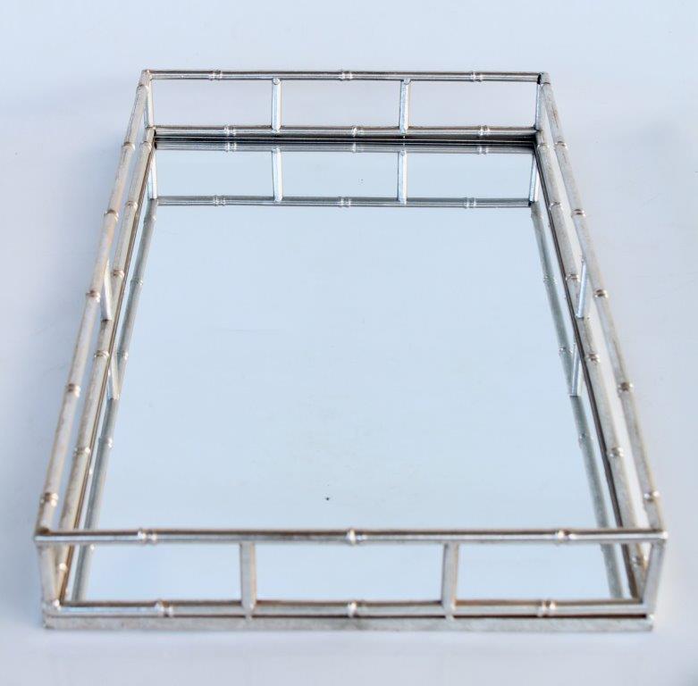 Silver Bamboo Metal Tray